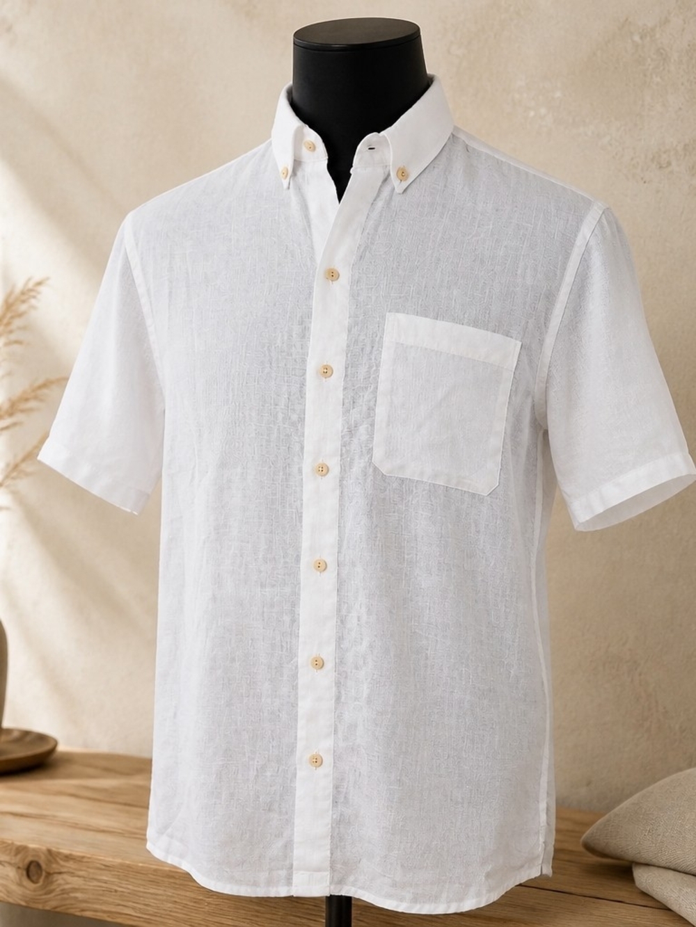 Kenny Flowers Mens M Island Classic White 100% Linen Button Down Shirt